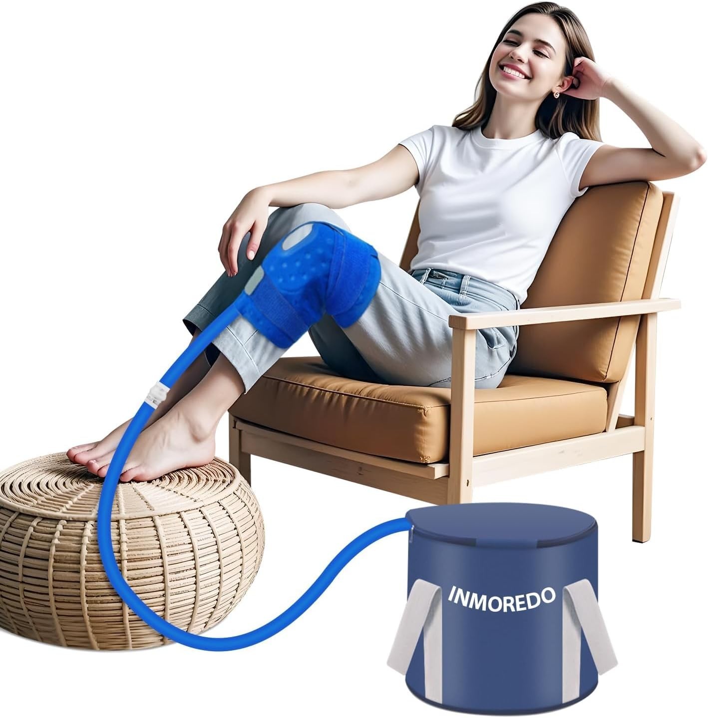 Portable Knee Ice Therapy Machine with Quiet Pump & Compression Pad