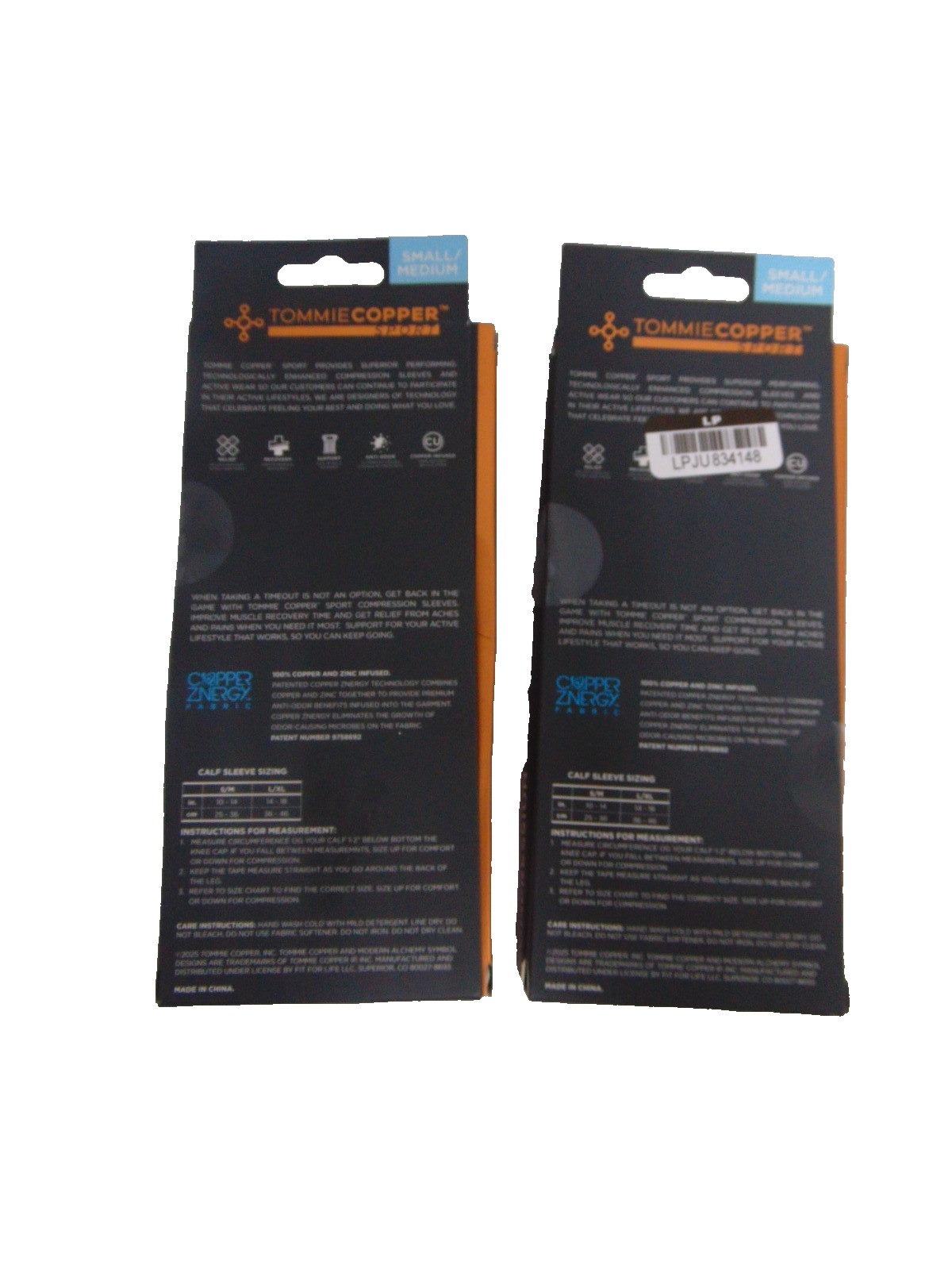 2 Pack: Tommie Copper Sport Compression CALF Sleeve Size *S/M* (5877) E15B