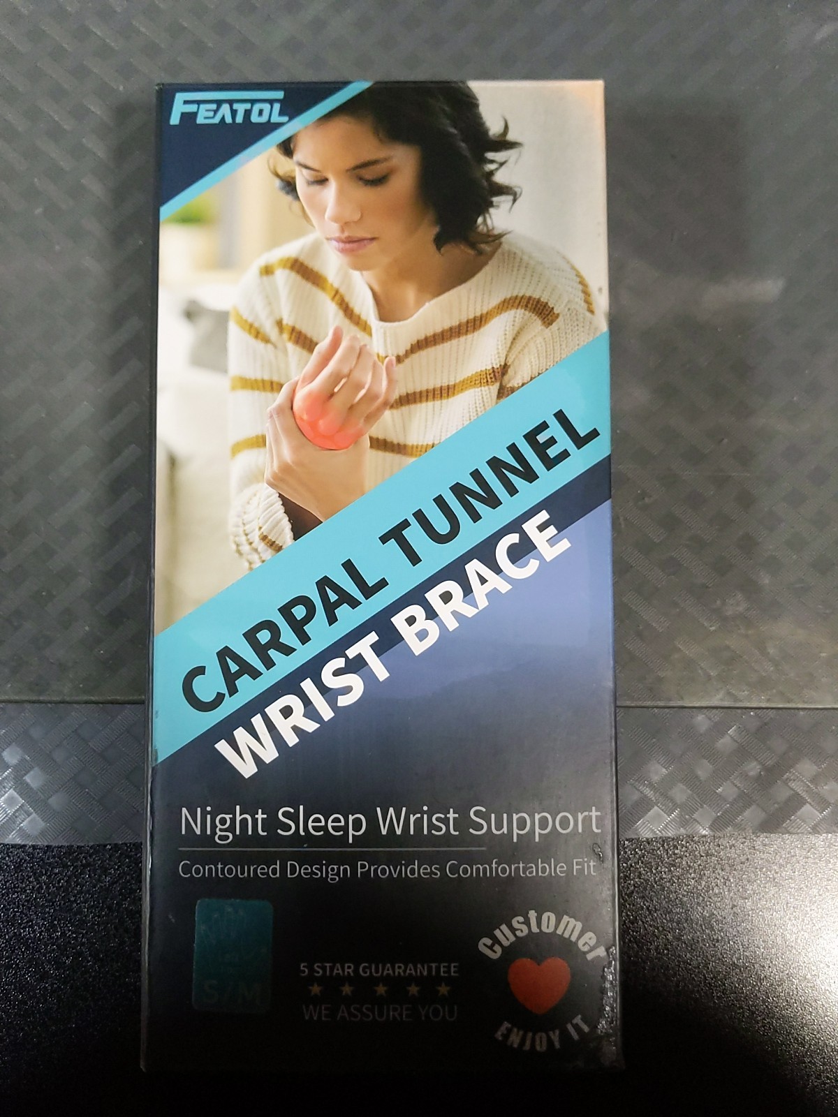 FEATOL Carpal Tunnel Wrist Brace Night Support- Pain Relief S/M #95