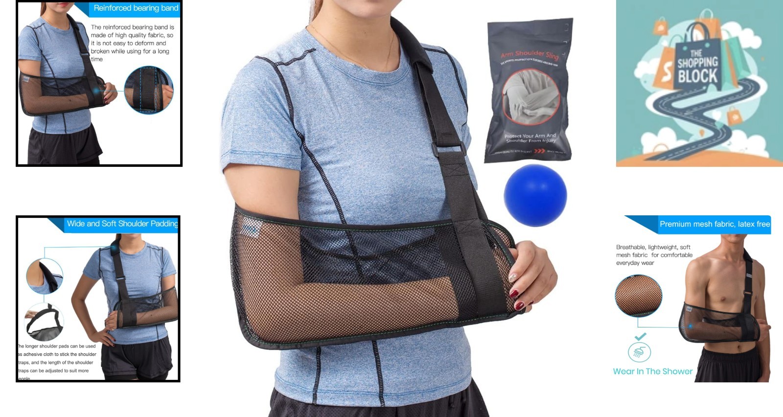 Mesh Arm Shoulder Sling, Adjustable, Unisex, for Injury Rehab, Gray