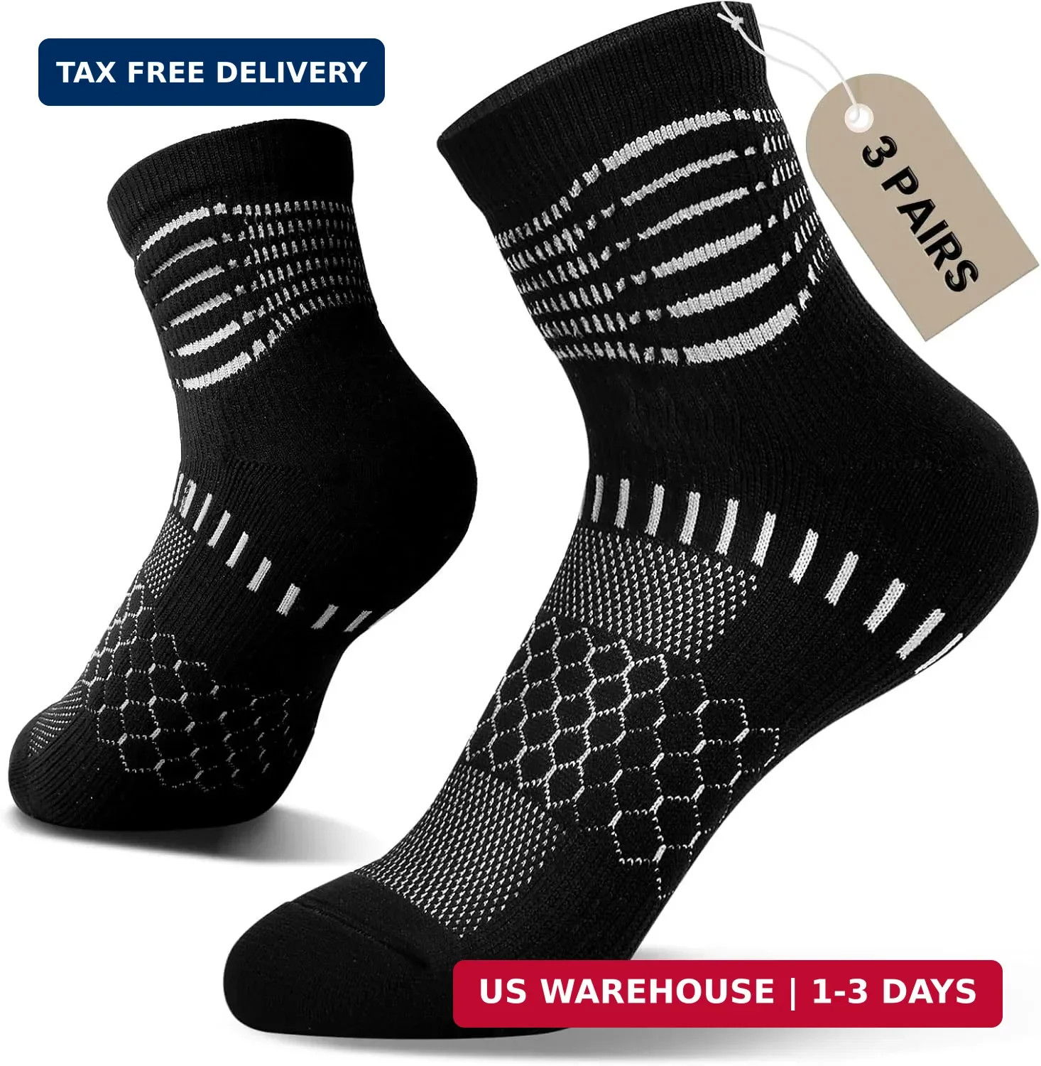 IRAMY Ankle Compression Socks for Women Men Plantar Fasciitis Relief 3/5 Pairs C