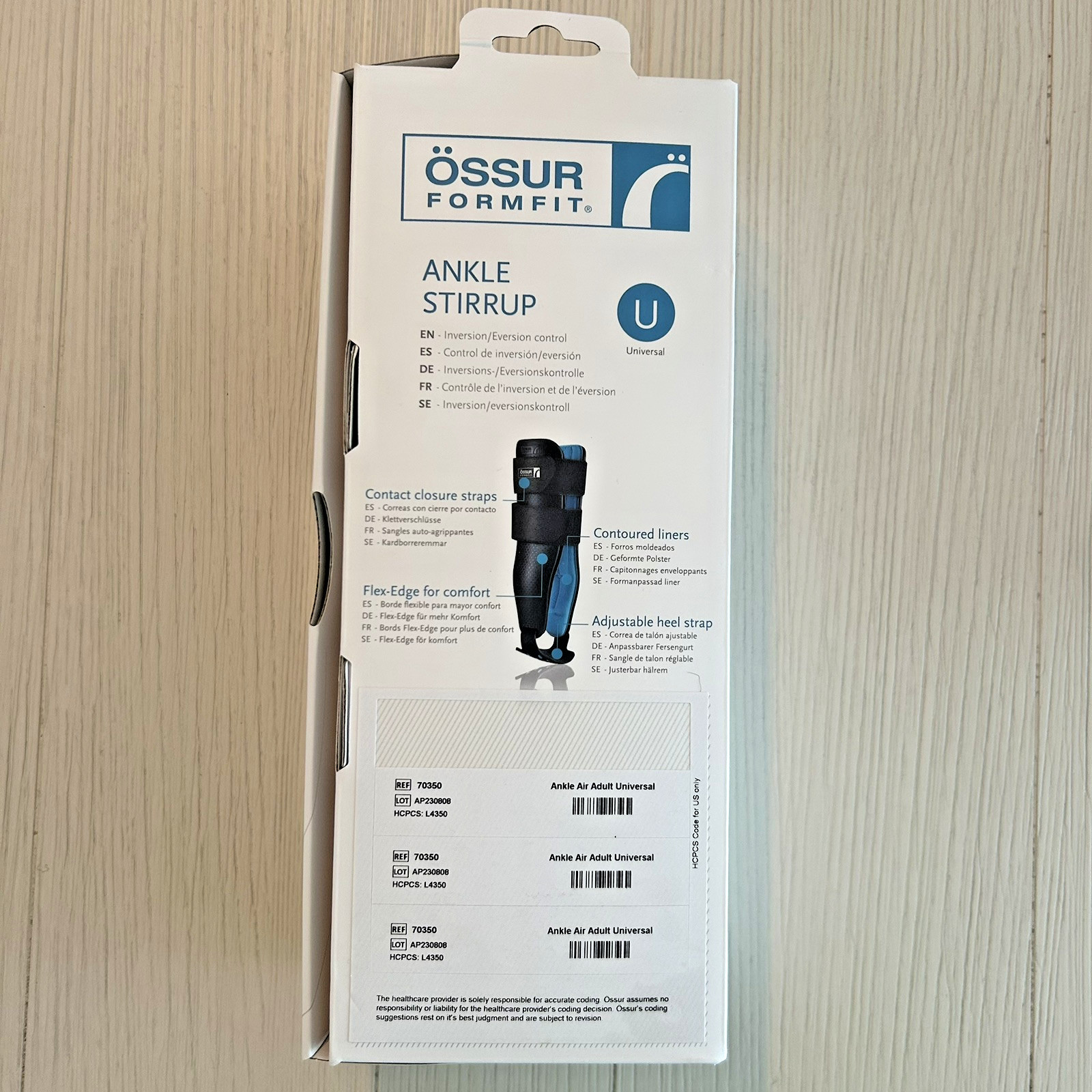 Ossur Formfit Air Ankle Stirrup Adult Universal Size Left /Right Model #70350