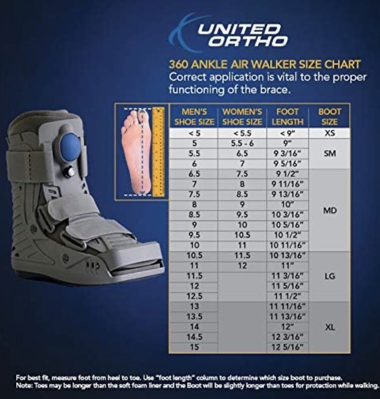 United Ortho 360 Air Walker Ankle Fracture Boot, Medium , Gray Color