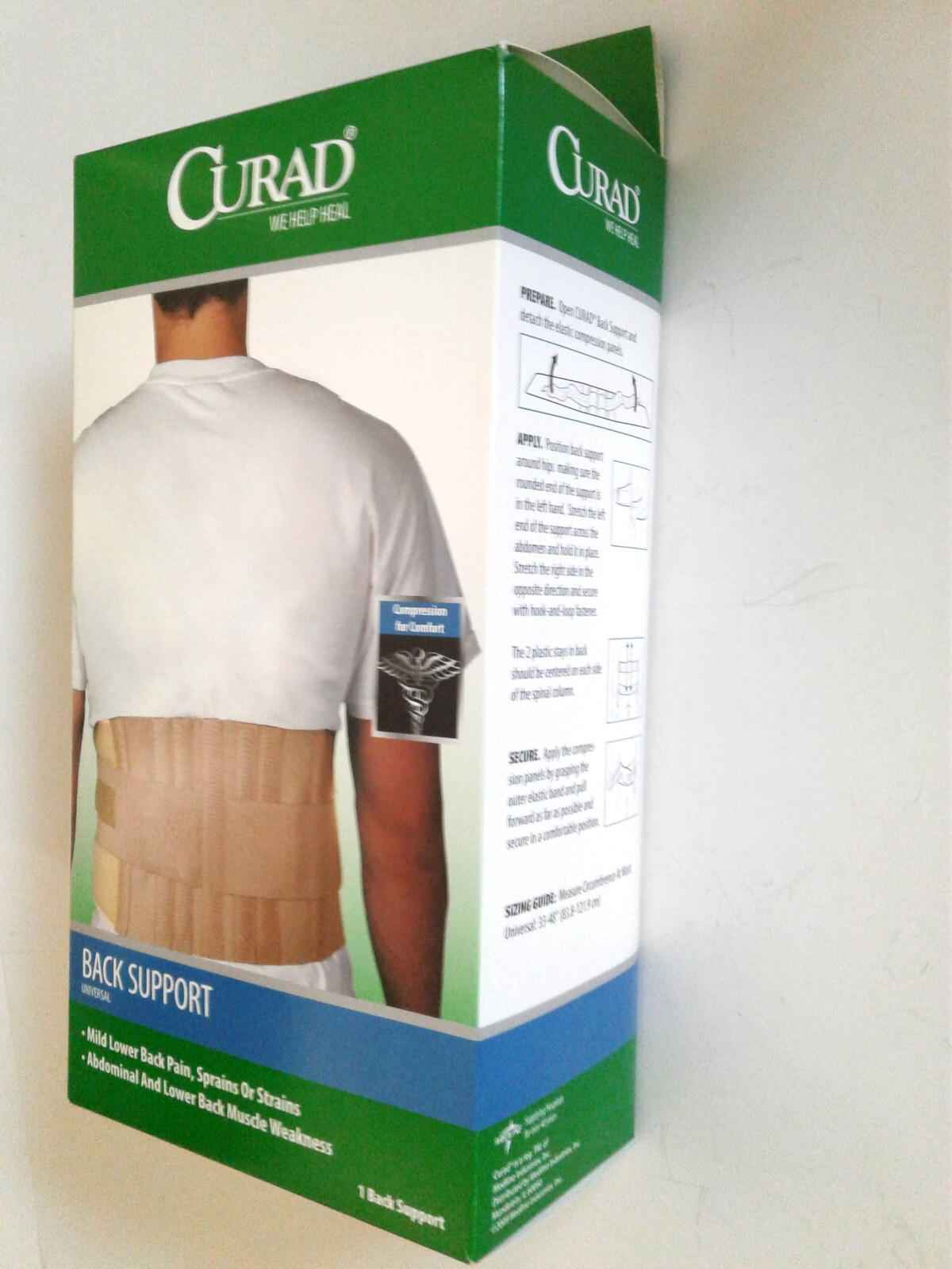 CURAD UNIVERSAL BACK SUPPORT We Help Heal Lower Back Pain, Sprains Strains