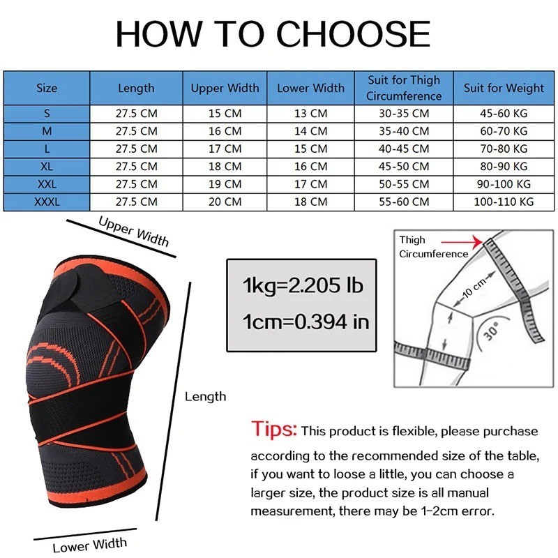 Knee Sleeve Compression Brace Support Pain Relief Sports Basketball Bandage