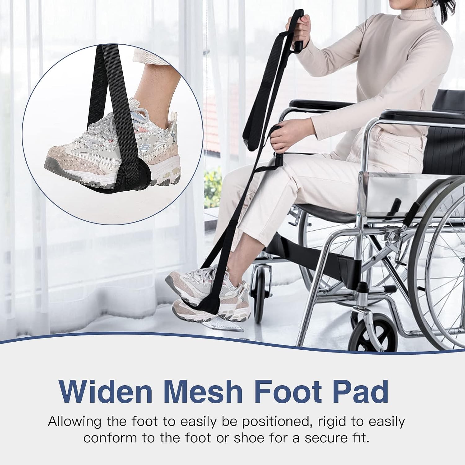 Multi-Loop Leg Lifter Strap 42 in Rigid Hand Strap Padded Foot Loop with 3 Hand