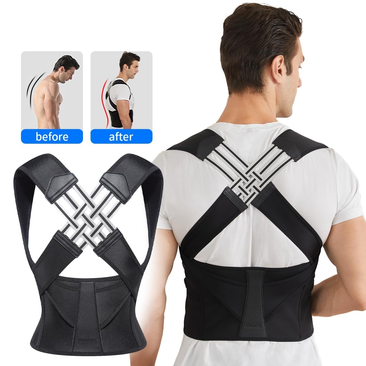 VOKOKOYA Posture Corrector for Men & Women Back Shoulder Support Brace Medium