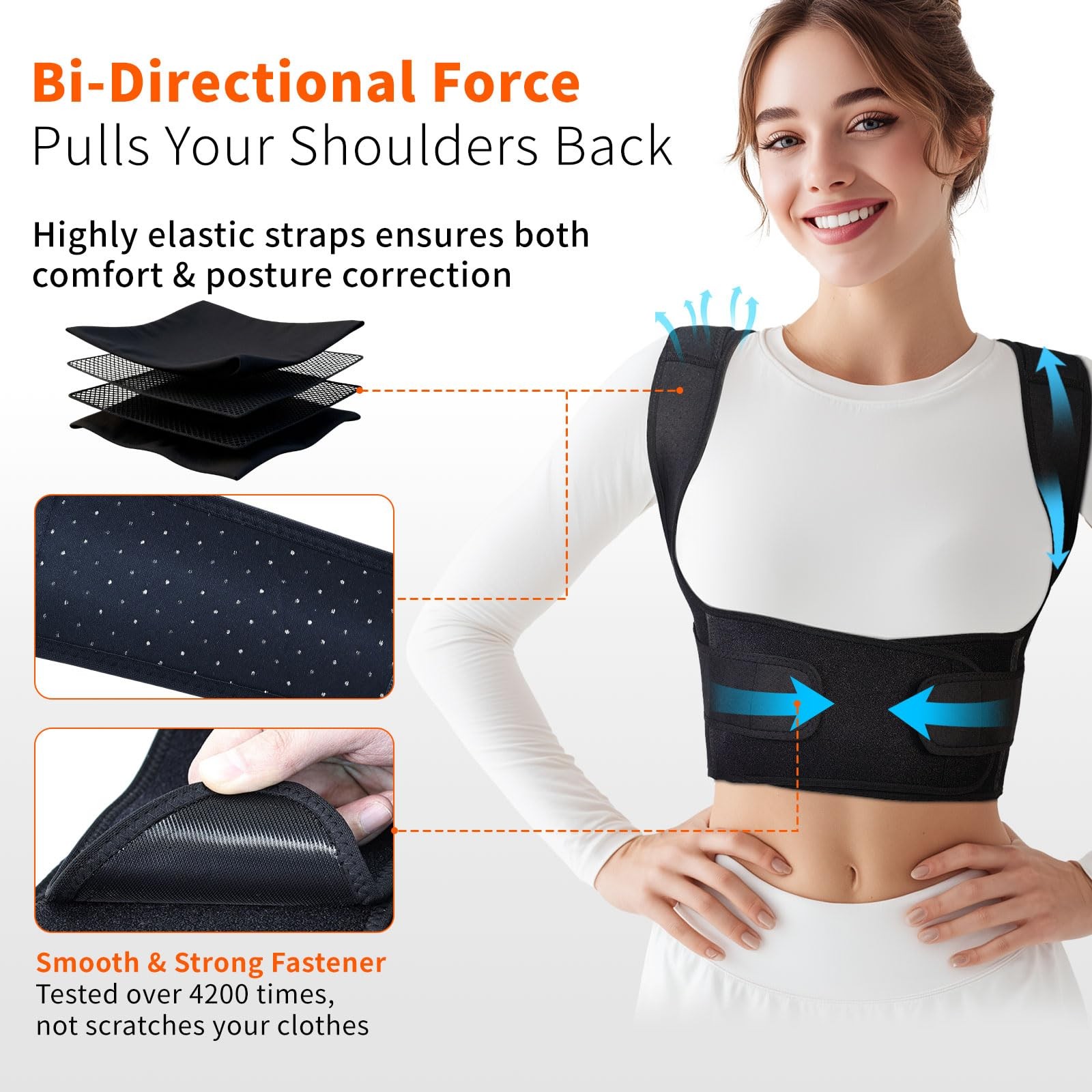 FALCOFIT Posture Corrector for Men and Women, M (Underbust: 33-41”), Black