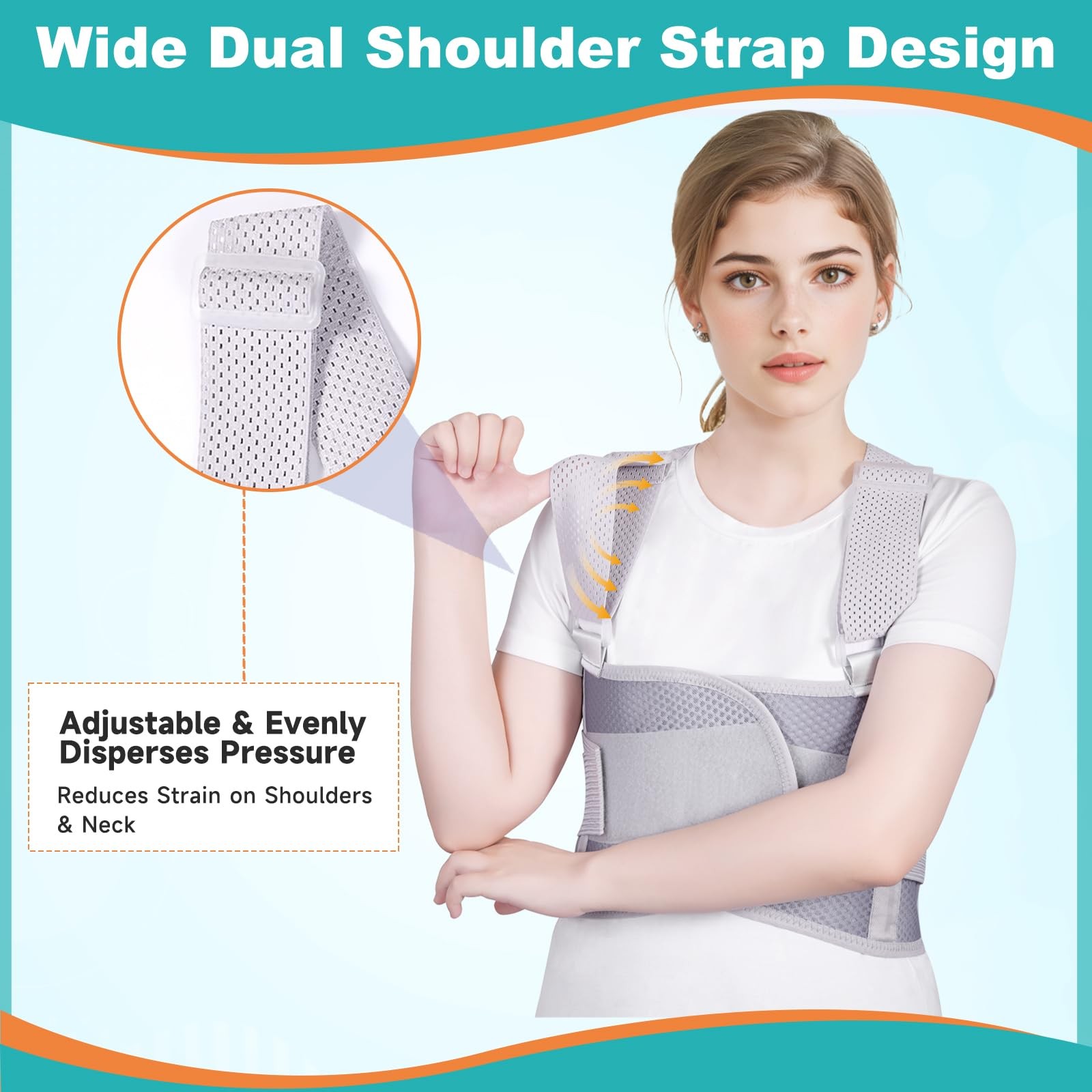 Adjustable Rib Sternum Support Brace Broken Bruised Injury Wrap Belt Grey