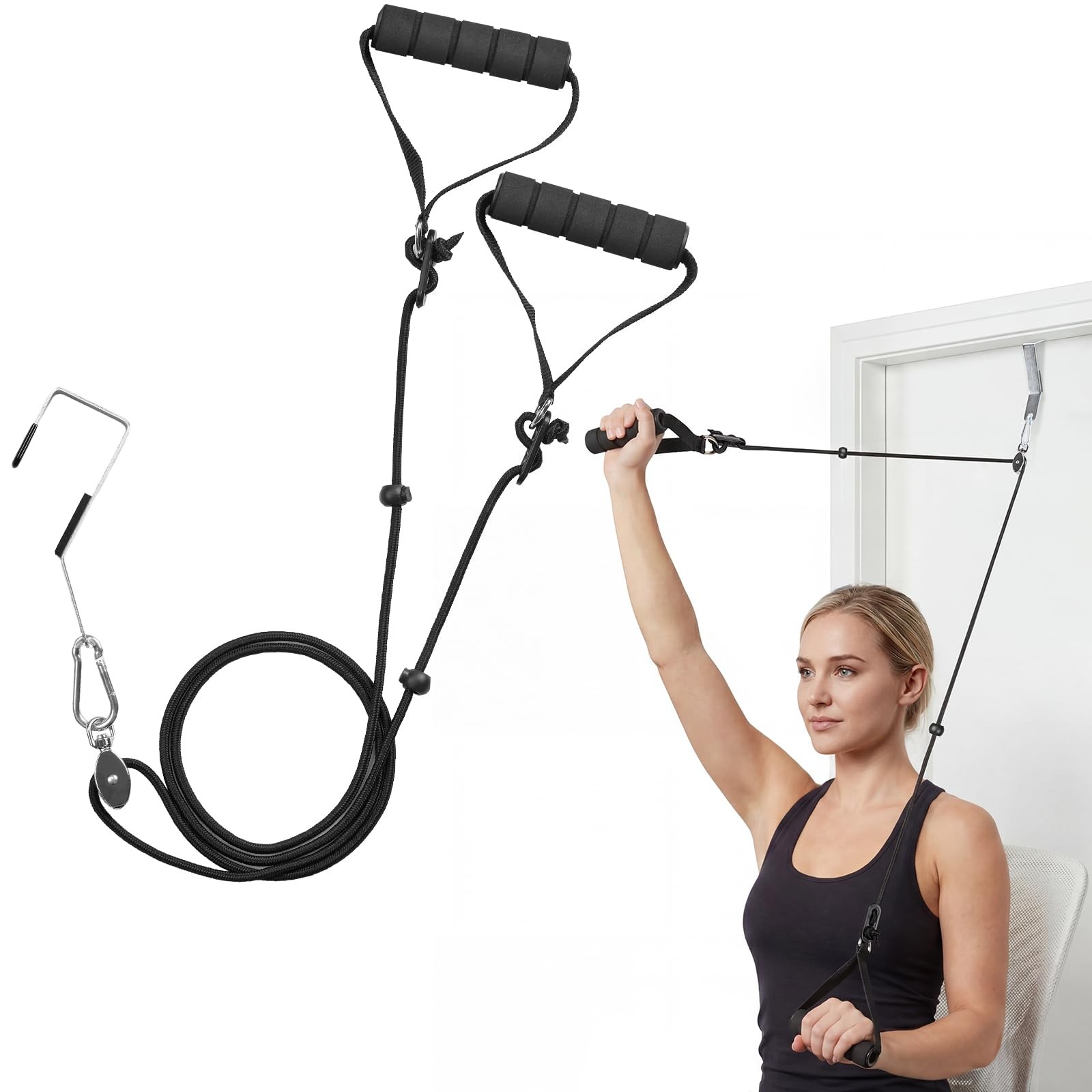 Tavirela Shoulder Pulley for Physical Therapy Over the Door – Large, Black