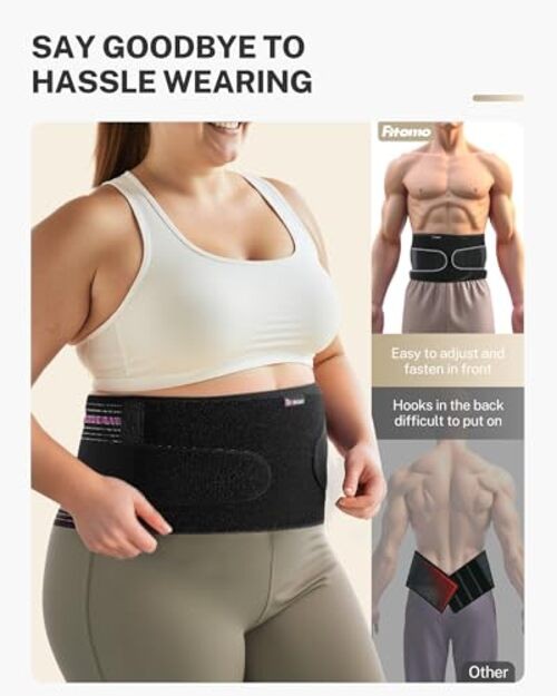 Umbilical hernia belt with pressurized strap for XXL Black with Pink Stripes