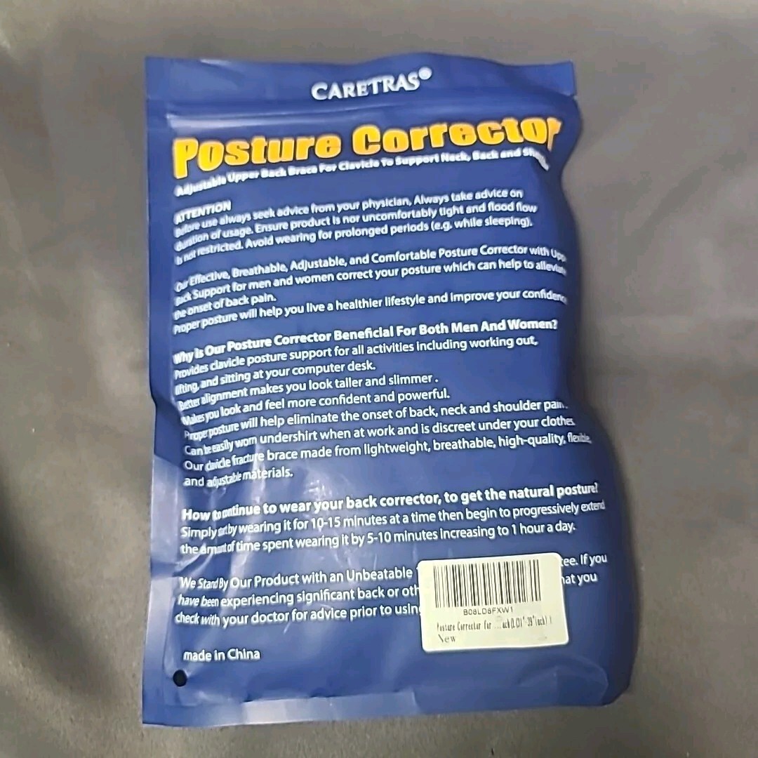 Posture Corrector Unisex Adjustable Upper Back Brace Caretras Large 31″-39″