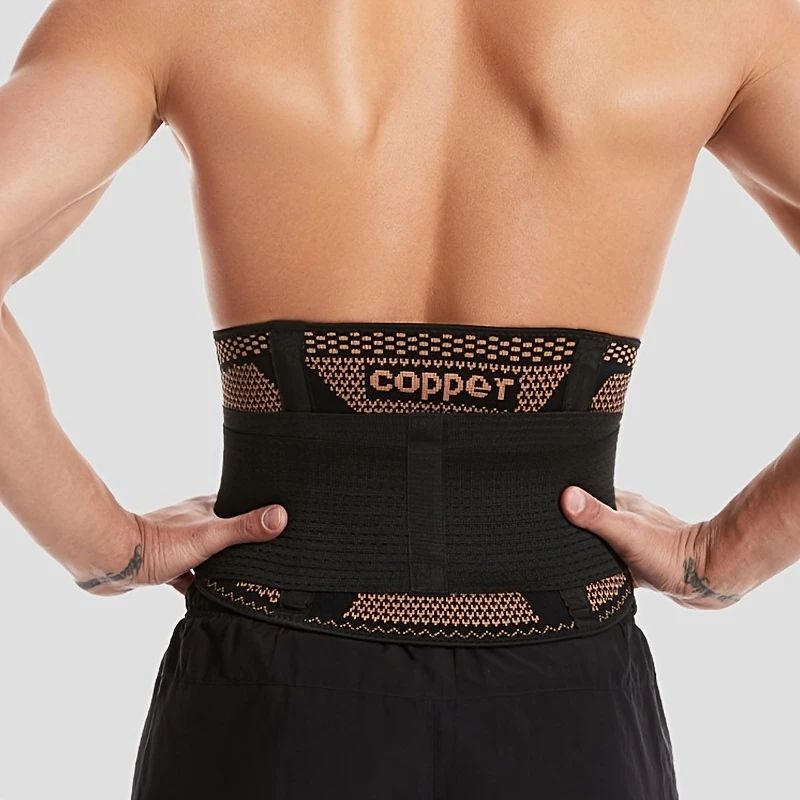 Fitness Copper Lumbar Waist Support Brace Belt Lower Back Pain Relief Gym Indoor