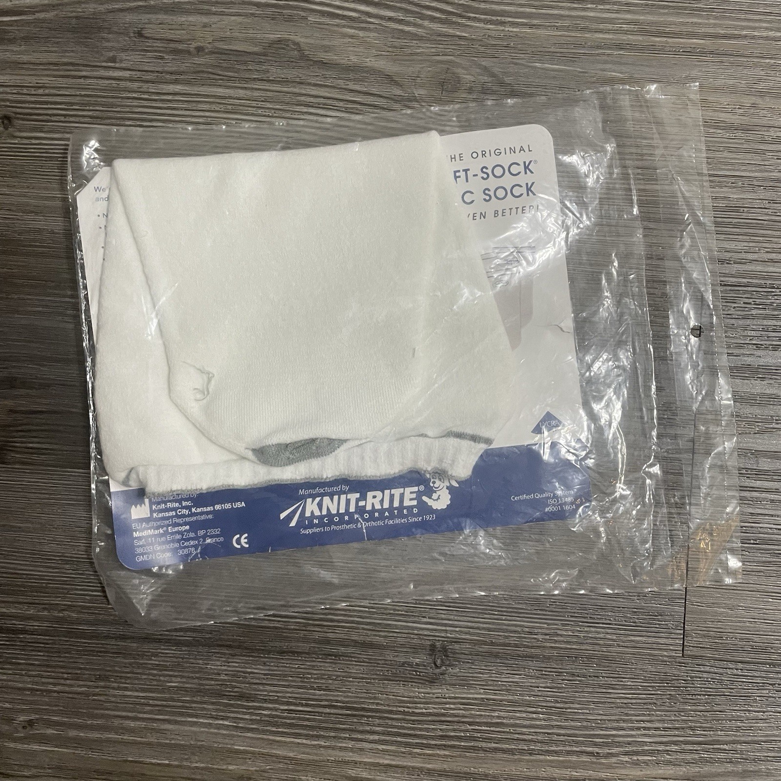 KNIT-RITE Soft Sock Prosthetic Sock LTWT Hole #3+ X 10-14 1SPSWDSH White Gray