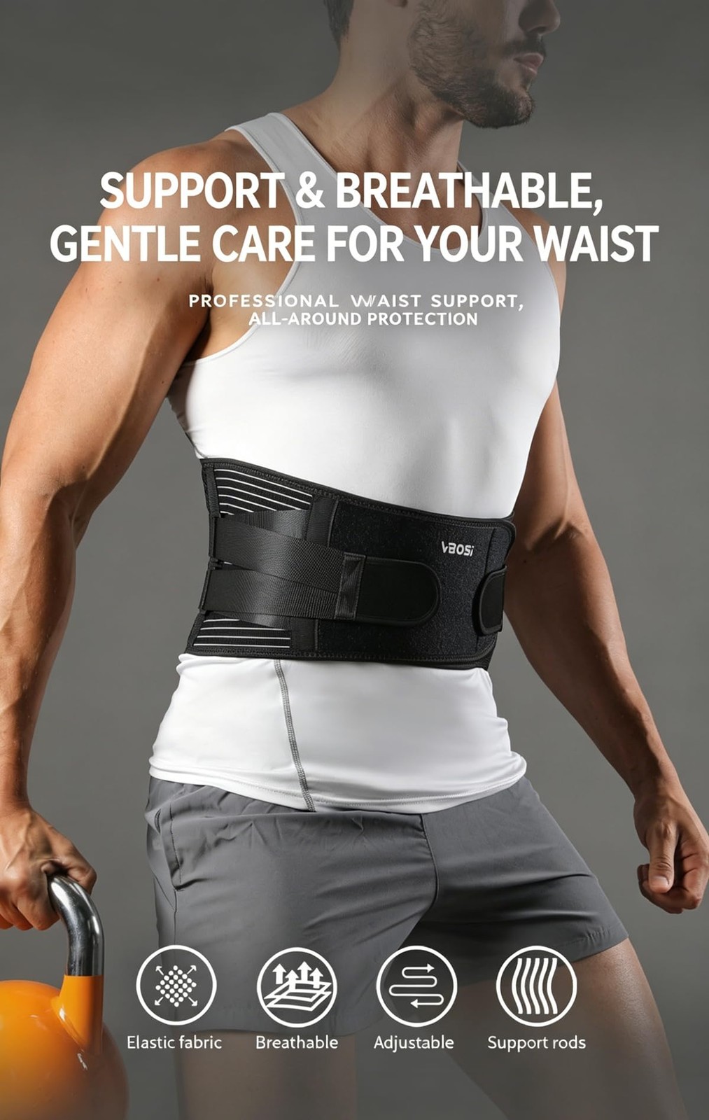 Back Brace for Men Lower Women, Adjustable XX-Large, Black