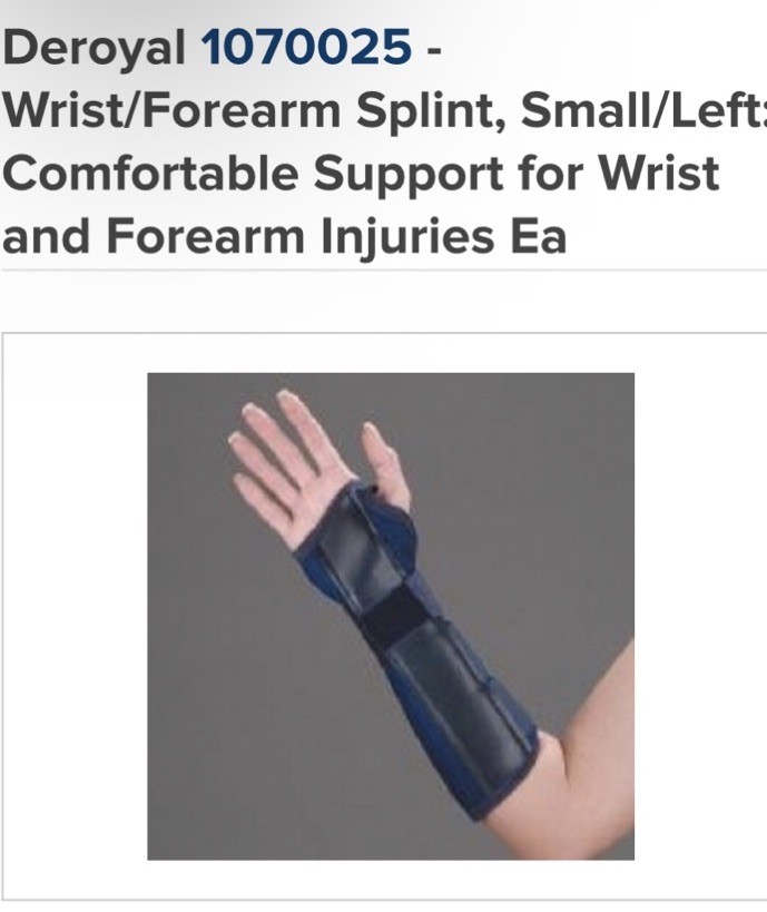 DeRoyal Wrist Forearm Splint for Left Wrist Arm, Size Small , 11 Inch New