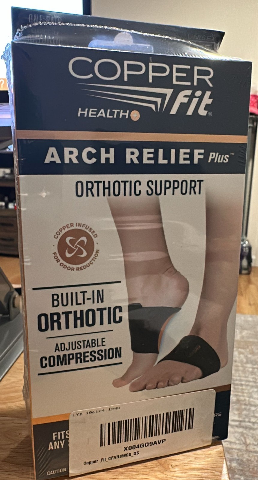 Copper Fit Health Unisex Arch Relief Plus with Built-In Orthotic Support – Black