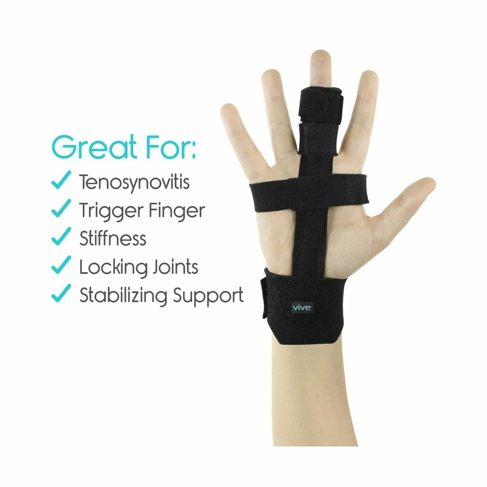 VIVE Trigger Finger Splint – Full Hand Support- Fits All Fingers & Thumbs-Unisex