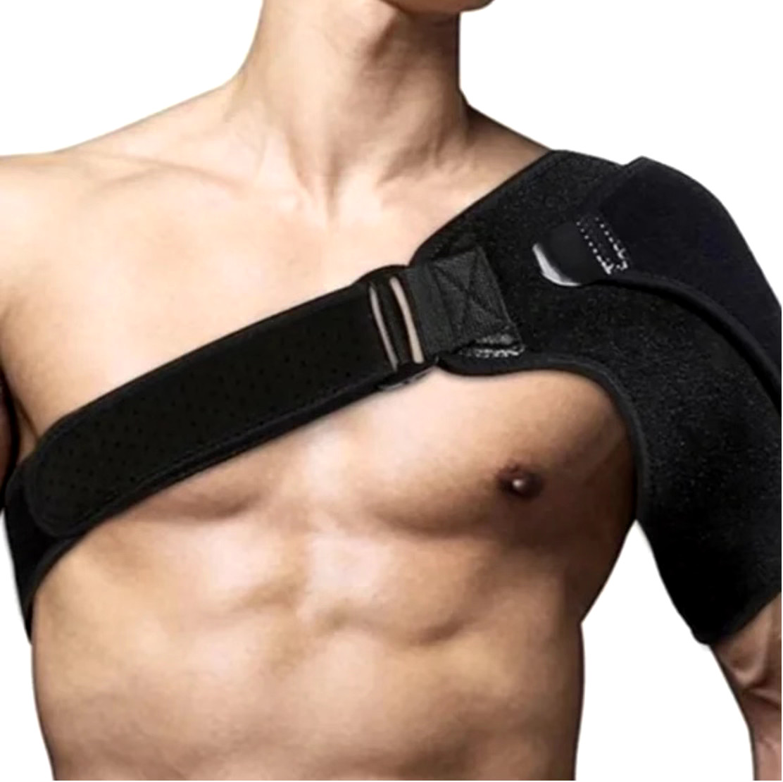 Adjustable One-Size Unisex Black Compression Treatment Shoulder Brace Sleeve NIP