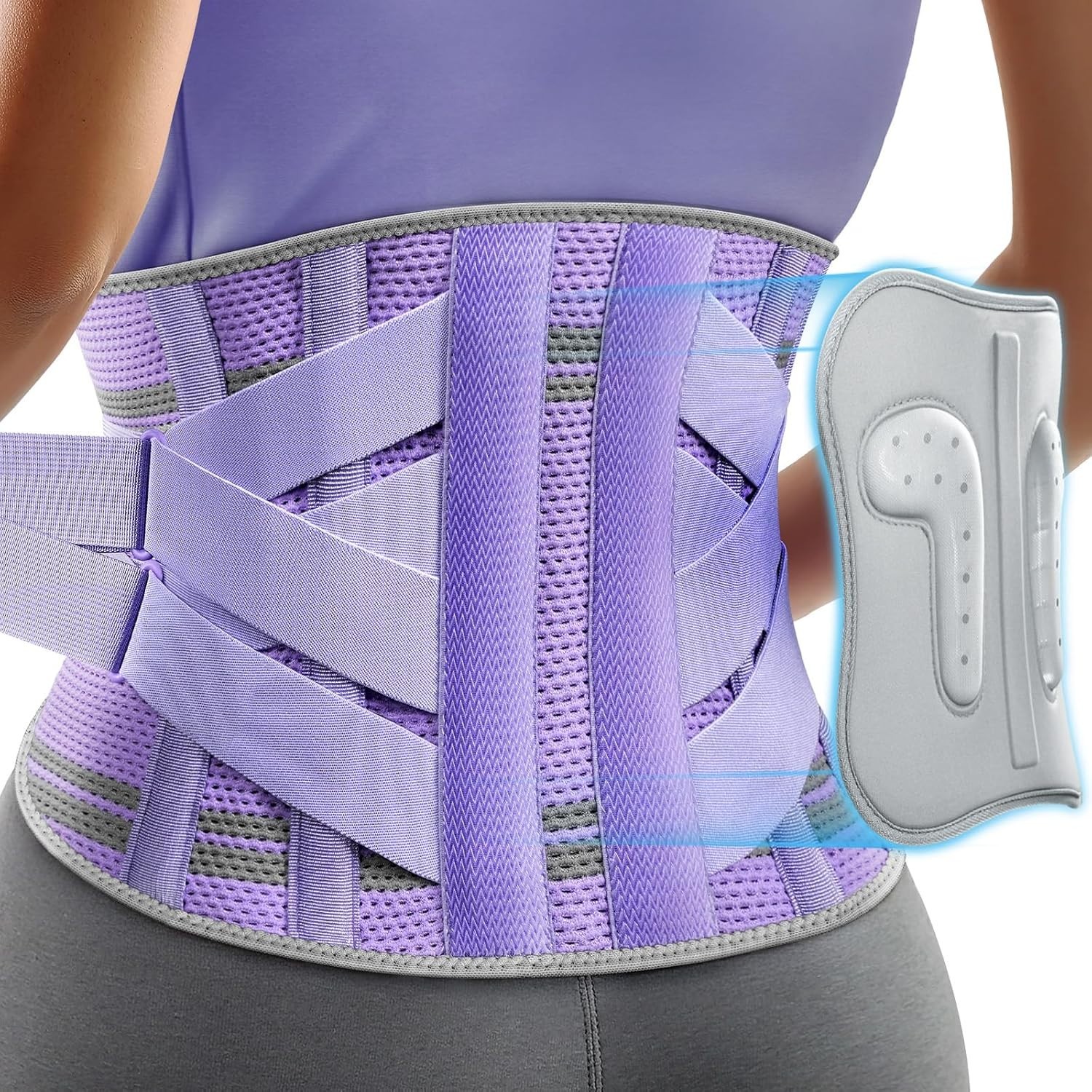 Lightweight Purple Back Brace for Women – 3D Silicone & Sciatica Support Size M