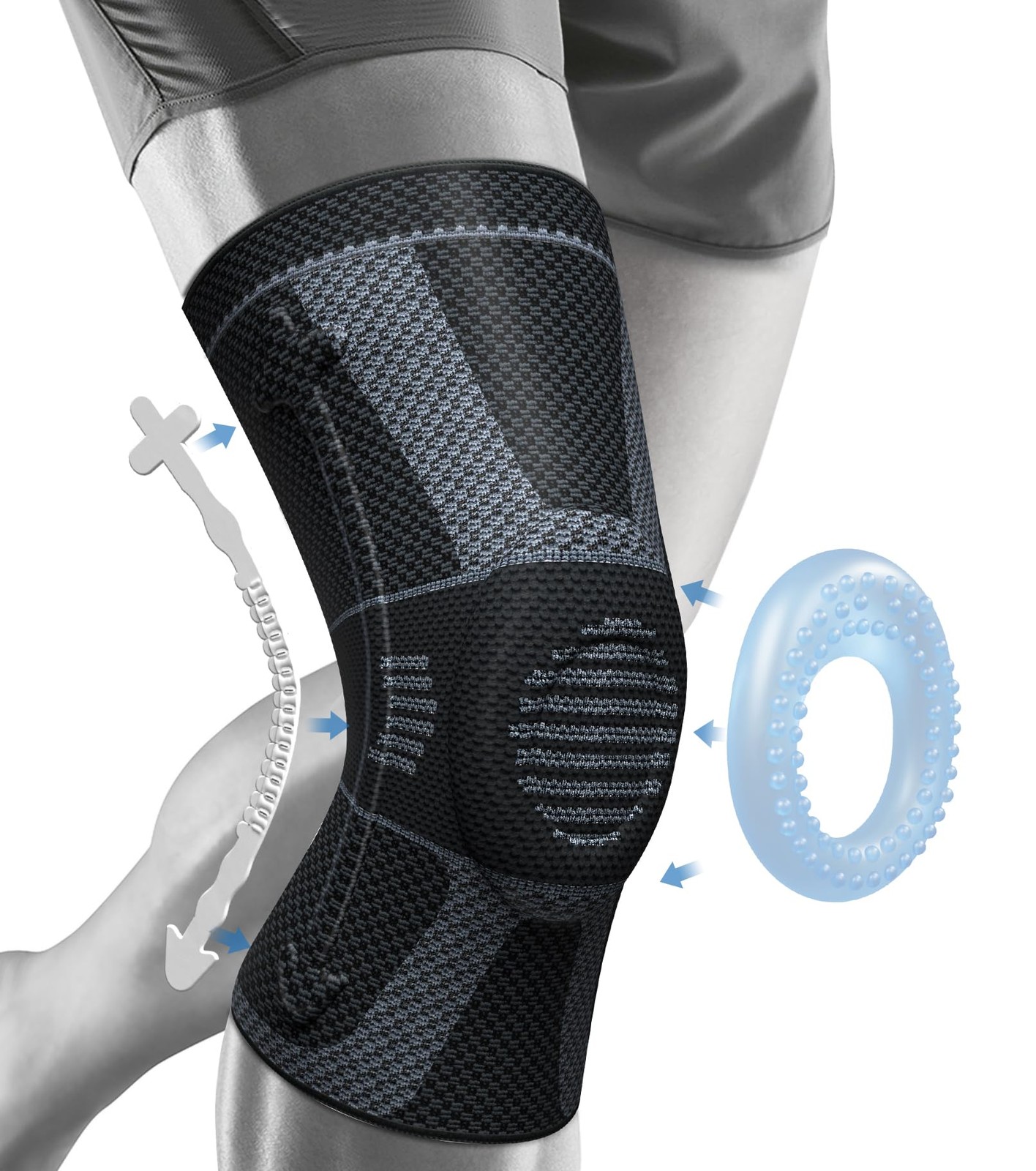 NEENCA Professional Knee Brace for Pain Large, Upgraded Version – Black Gray