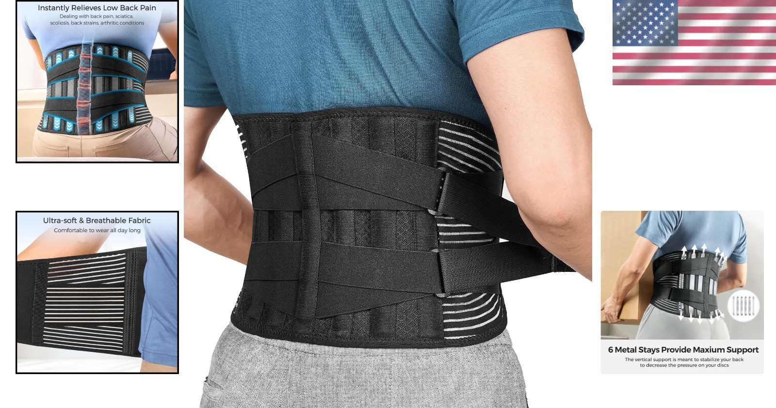 Elastic Straps Back Support for Injury Prevention