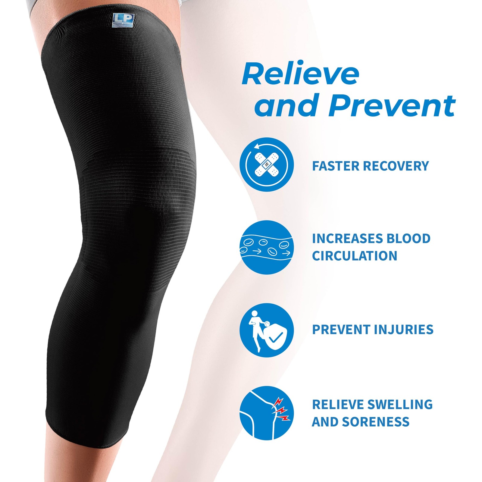 2 PCS 667 Compression Sleeves Leg Full Length Sports Cycling Running Black XL