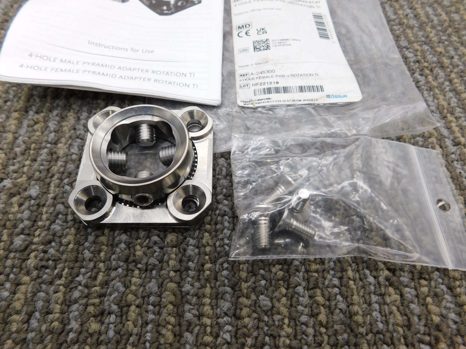 NEW Össur 4 Hole Female Pyramid + ROTATION Prosthetic Part A-245300