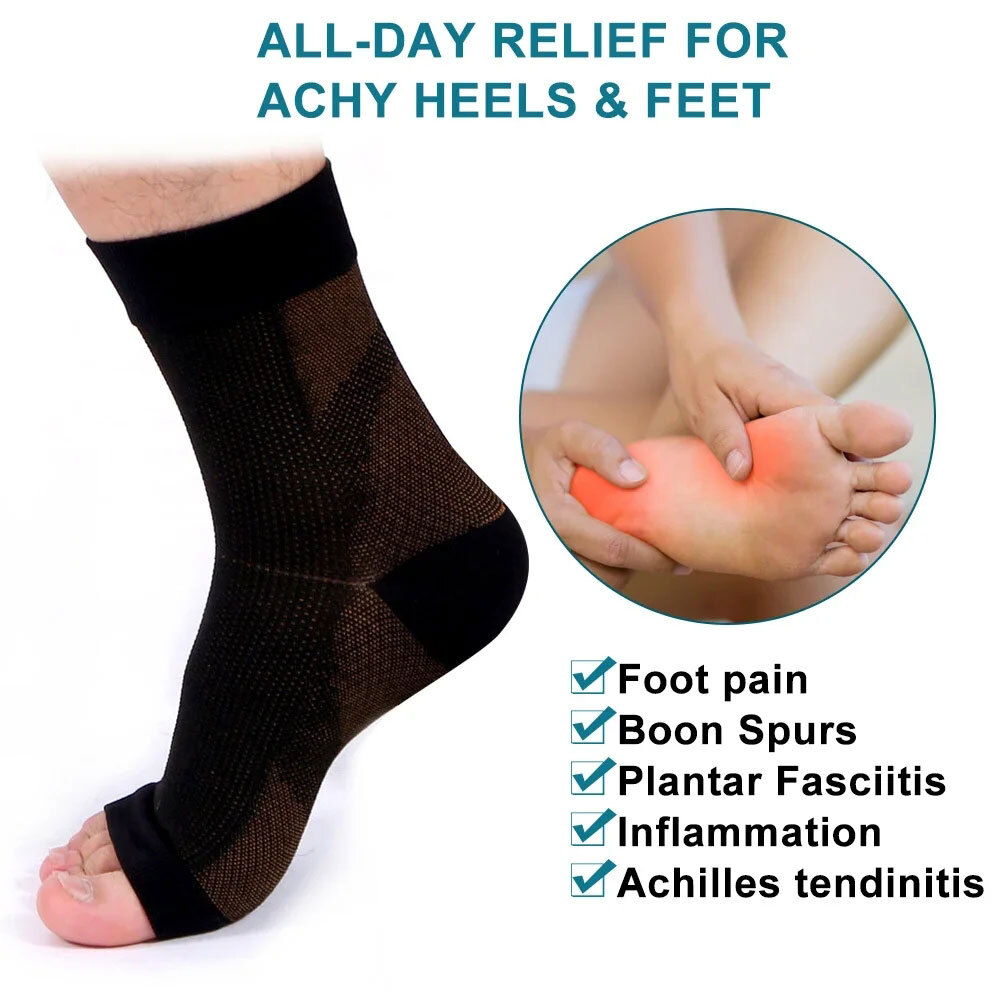 3x Ankle Braces Compression Sleeve Support Socks For Sport Gym Pain Relief Black
