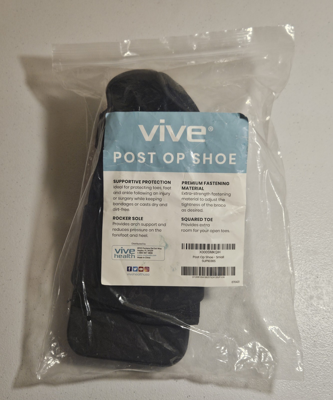 Vive Post Op Shoe – Lightweight Medical Walking Boot w/Adjustable Straps Small