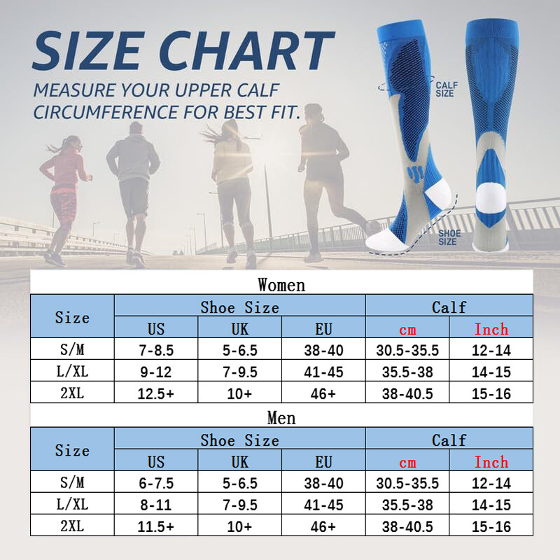 Professional Compression Socks Stockings Women Men Knee High 20-30 mmHG