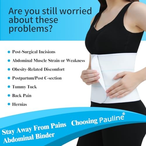 Abdominal Binder Post Surgery Compression Support | Stomach M / 30″-45″ White