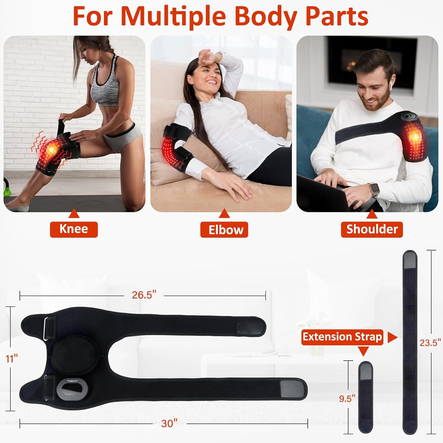 Red Light Therapy Knee Brace for Pain Relief, Vibration Knee Massager with Heat