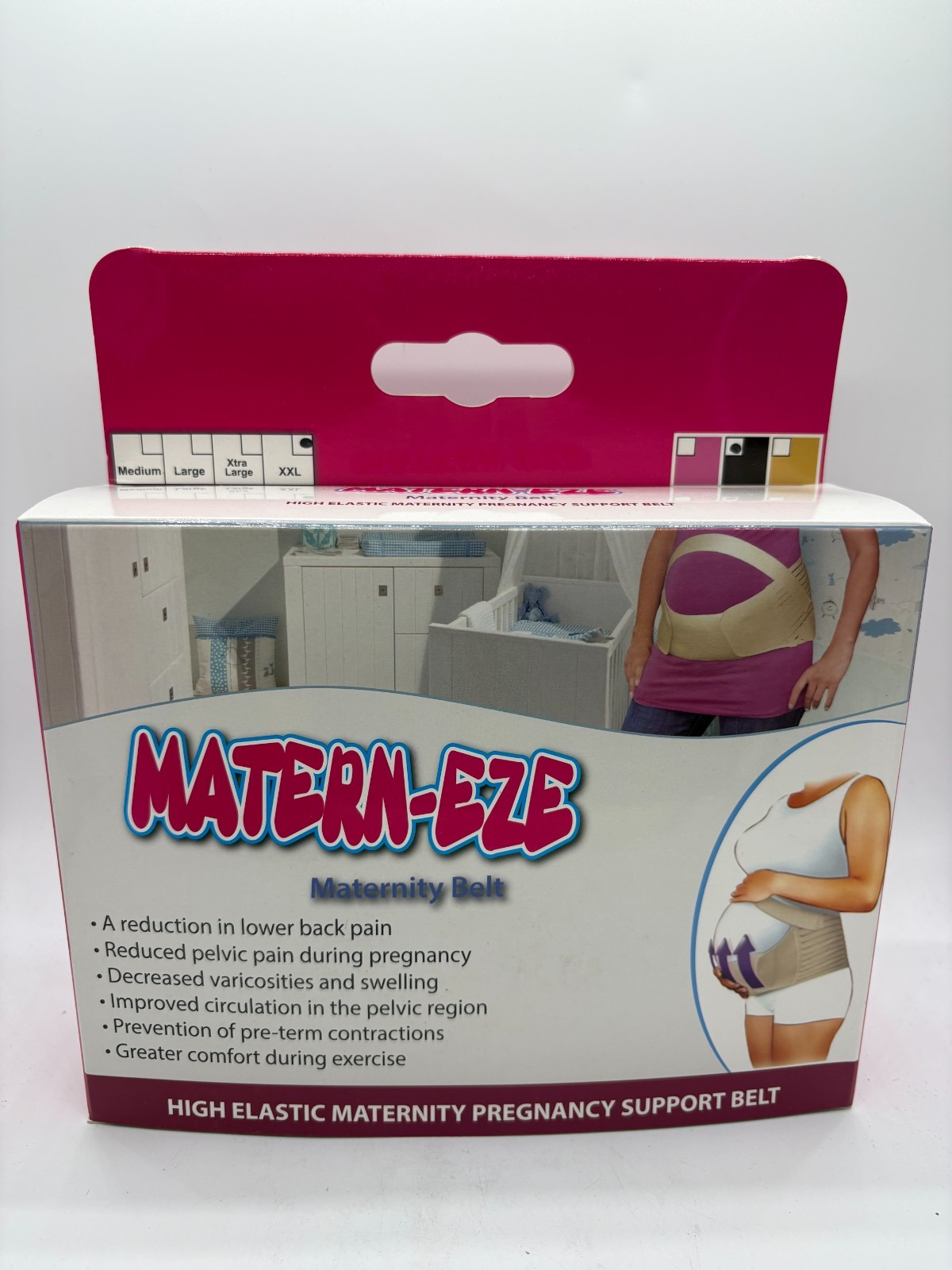 MATERN-EZE Maternity Pregnancy Support Belt XXL Black Back Pain Relief