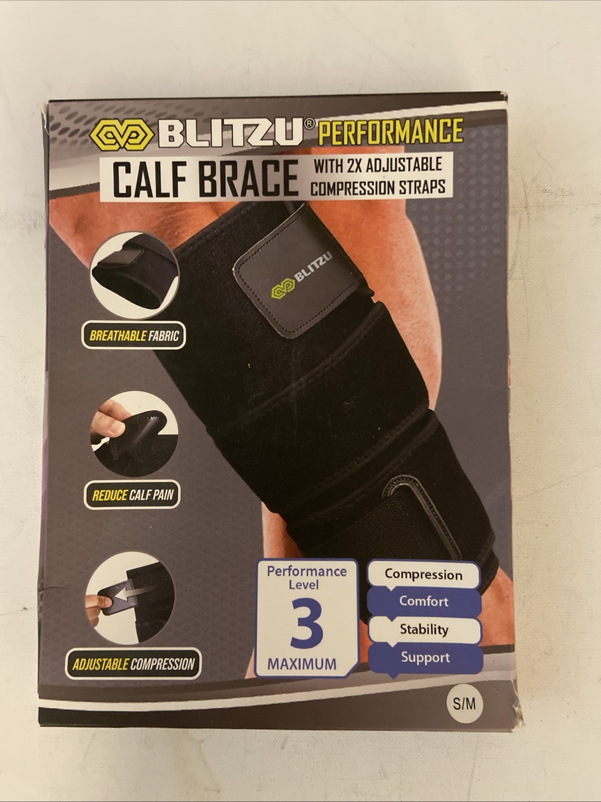 BLITZU Performance Calf Brace for Men & Women Size S/M