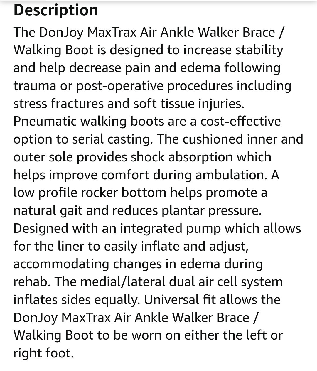 NEW IN BAG Donjoy Maxtrax Air Ankle Walker Brace Walking Boot Size:Small
