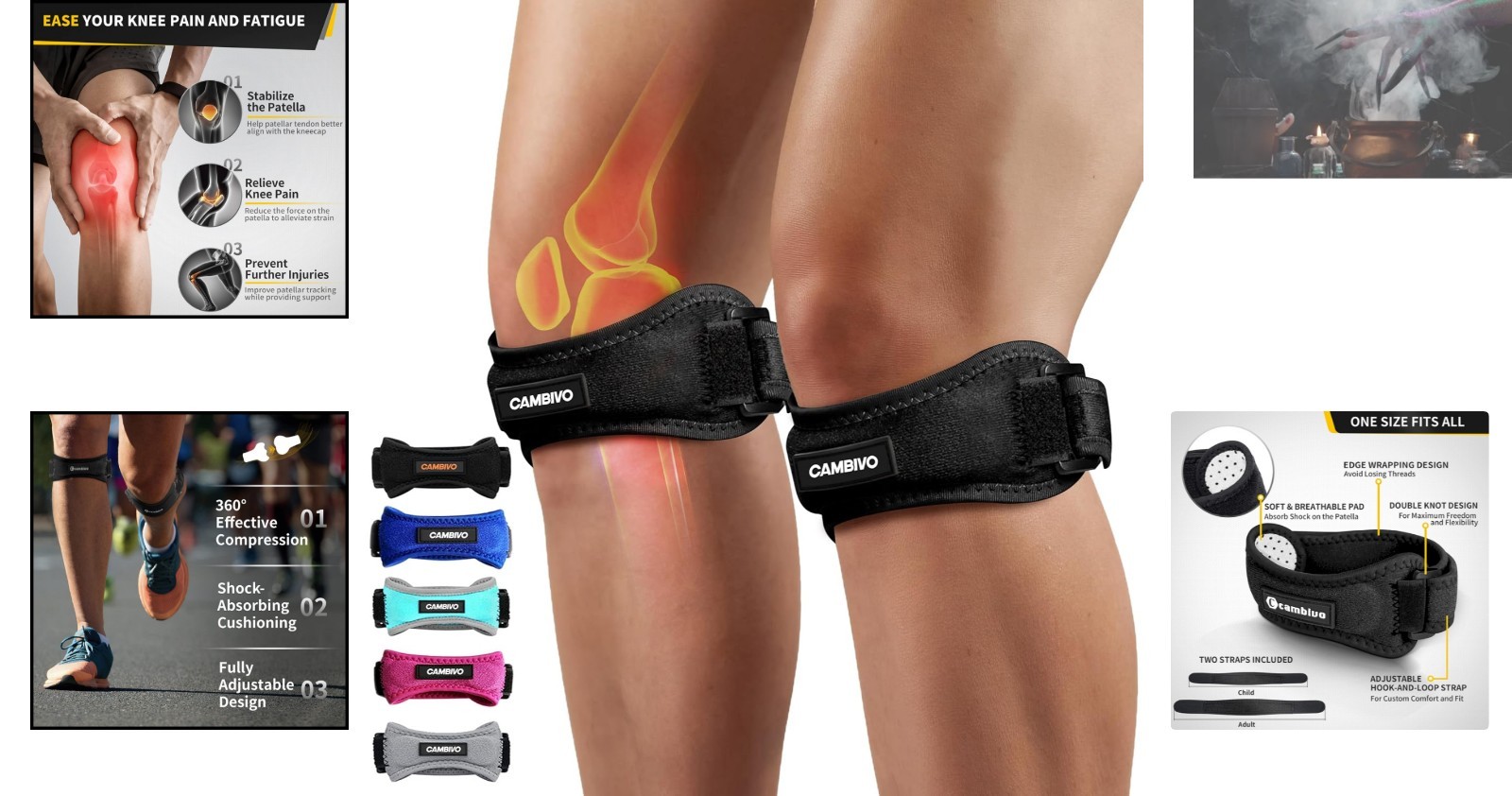 2 Pack Adjustable Knee Braces for Patellar Support – Ideal for Sports & Exercise