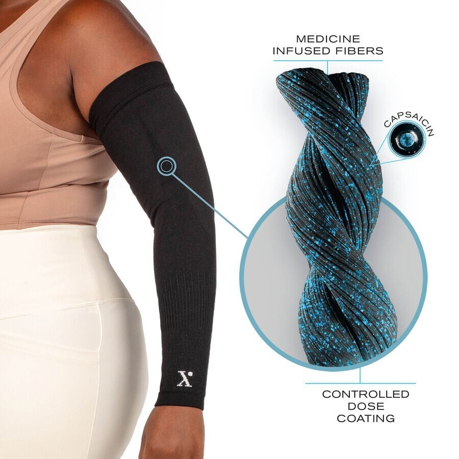 Arm Compression Sleeve for Pain Relief By NufabRx Medicine-Infused Elbow & Arm