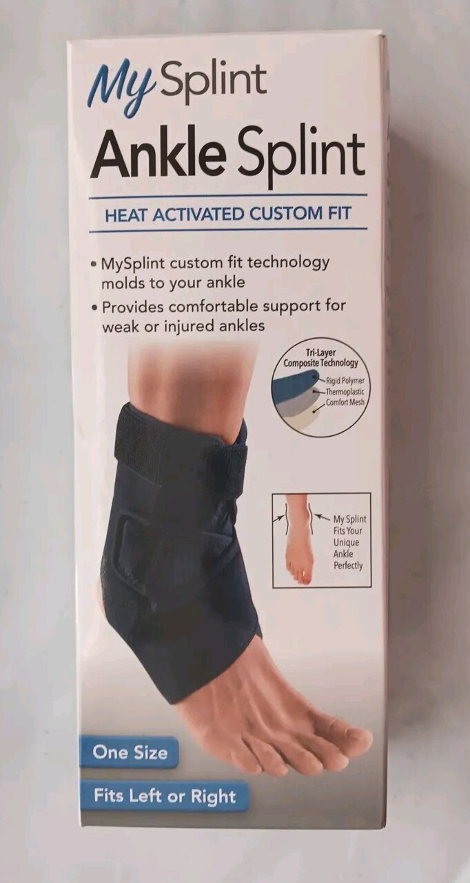 My ANKLE SPLINT Heat Activated Custom Fit One Size Fits Left or Right Damage Box