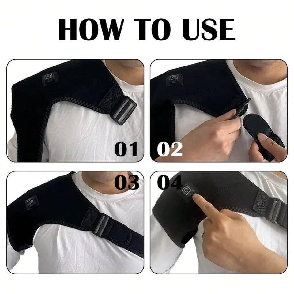 Electric Heating Heated Shoulder Brace Wrap Shoulder Massage Support Belt Str…