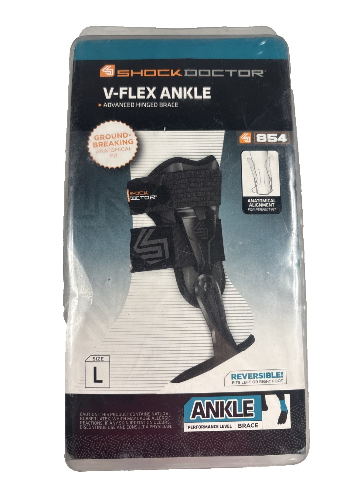 Size LARGE Shock Doctor V-Flex Ankle 854, Advanced Hinged Brace w/ X-Fit Wrap