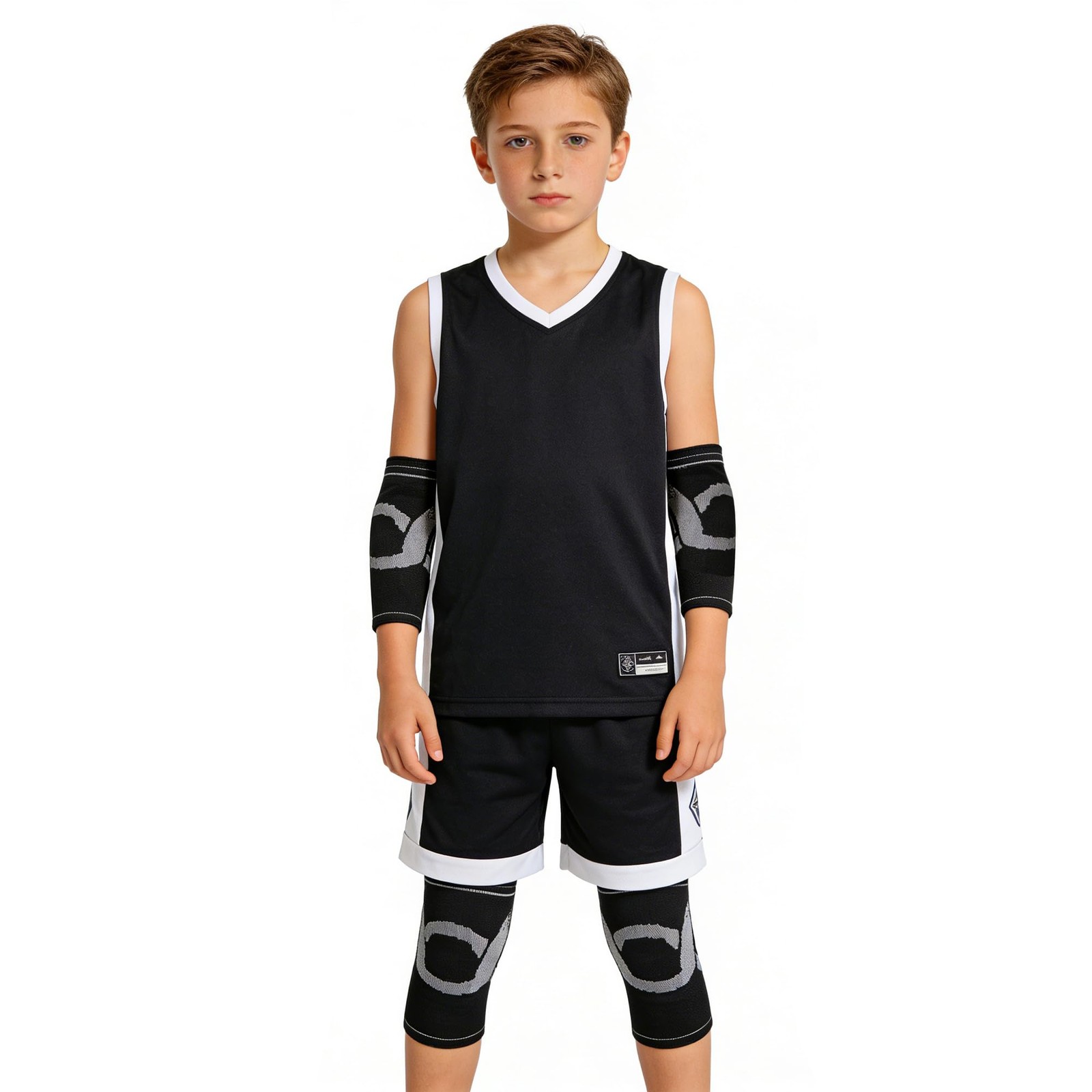 Kids Knee and Elbow Pads Set, 4pcs Breathable Thin Compression Sleeves Knee B…