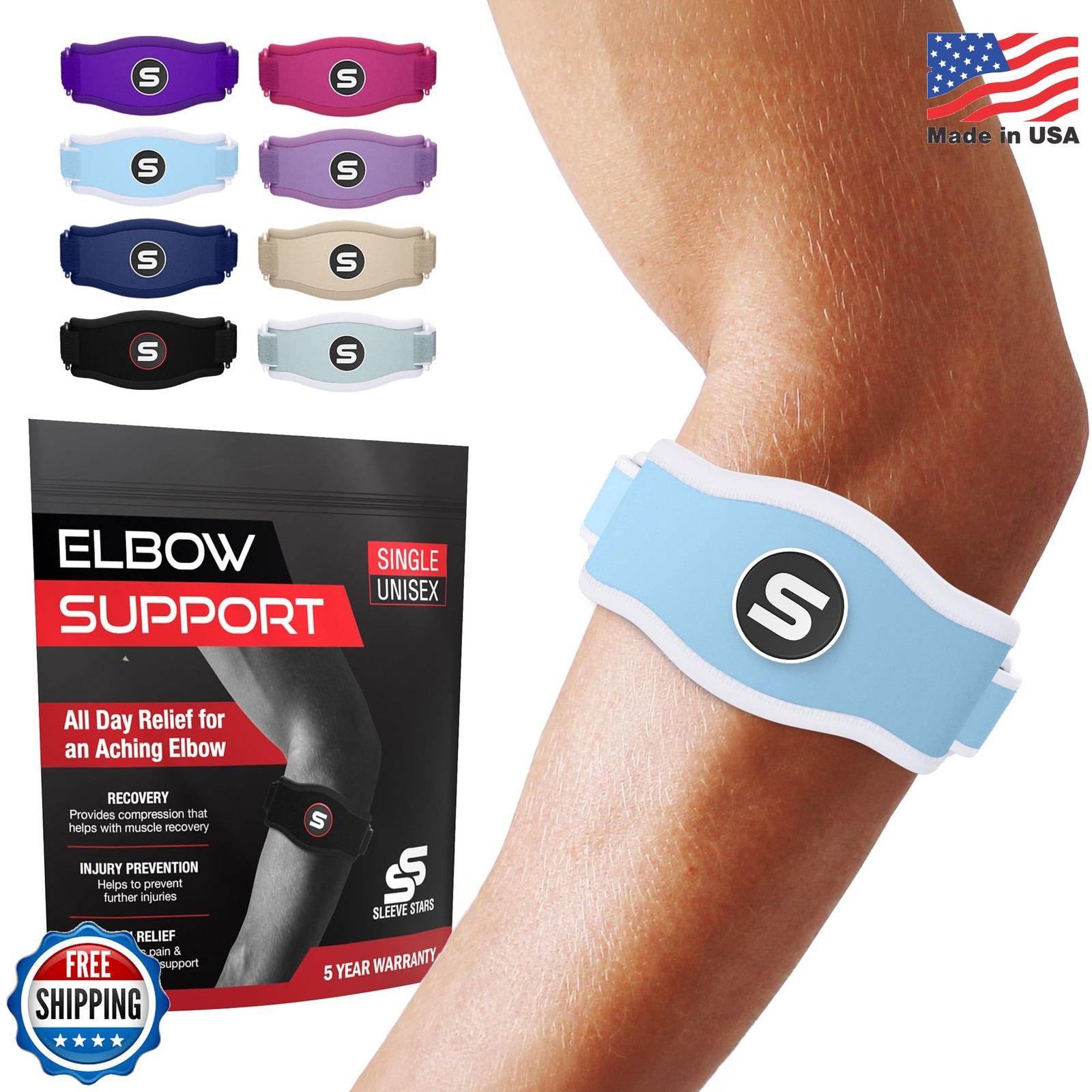 Sleeve Stars Tennis Elbow Brace for Men & Women, Elbow Brace for Tendonitis, Ten