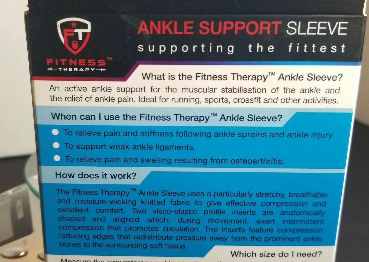Large Ankle Support Sleeve Fitness Therapy Nylon Latex Spandex Black 9 Inch B1A
