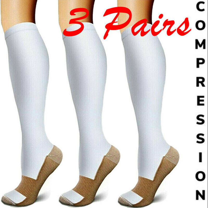 3Pair Copper Compression Socks Outdoor Sports Support Socks Medias De Compresion