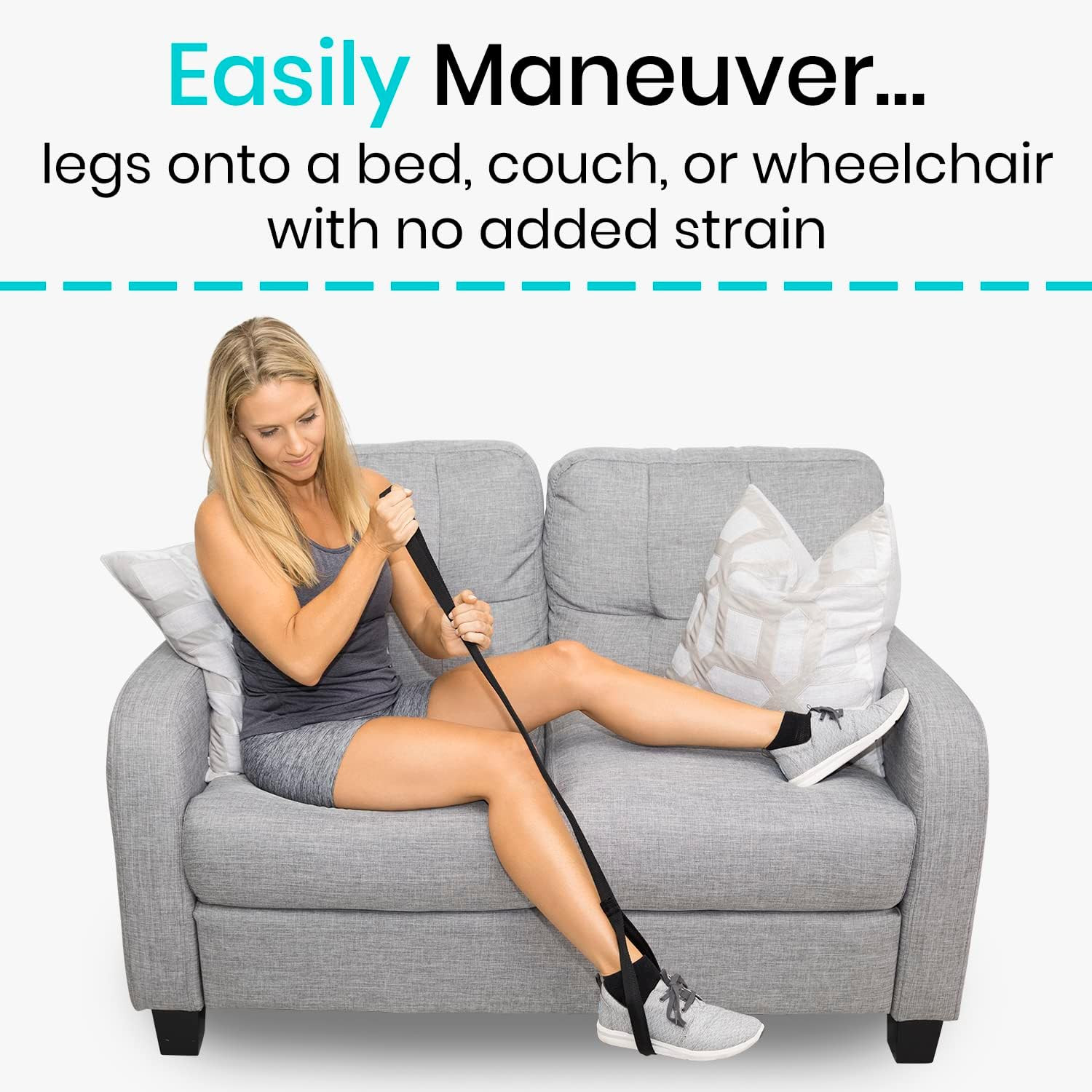 Leg Lifter Strap 44 Inch Rigid Foot Loop Hand Grip Long Band Mobility Aid