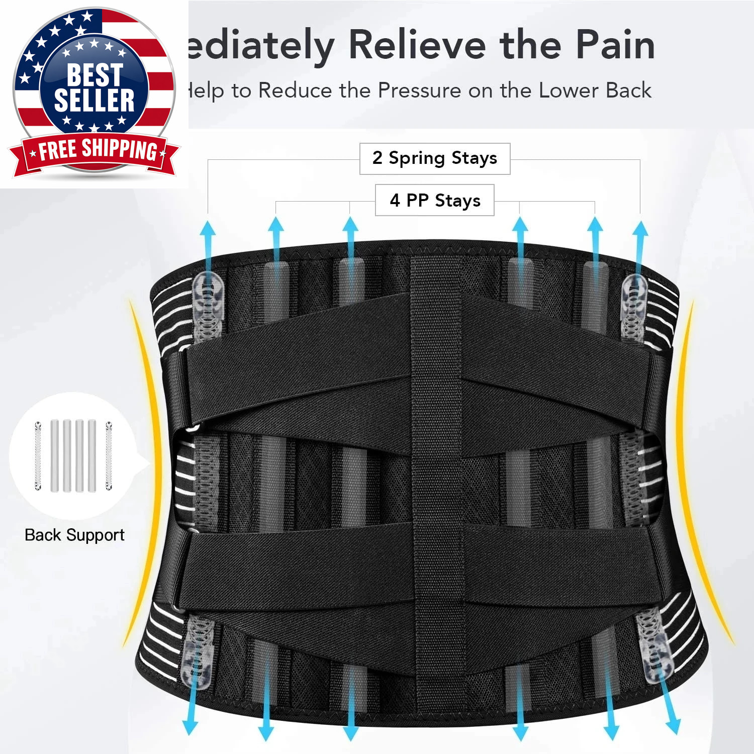 Lumbar Support Belt Adjustable Double Pull Back Breathable Medical Orthopedic Br