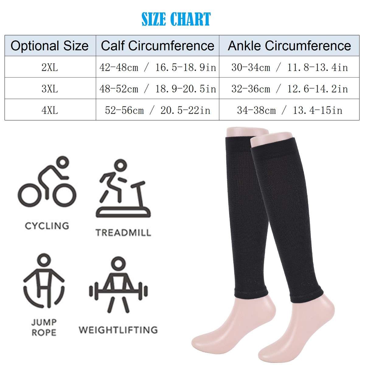 2PC Calf Sleeves Leg Support Compression Socks Running Shin Splint Varicose Vein