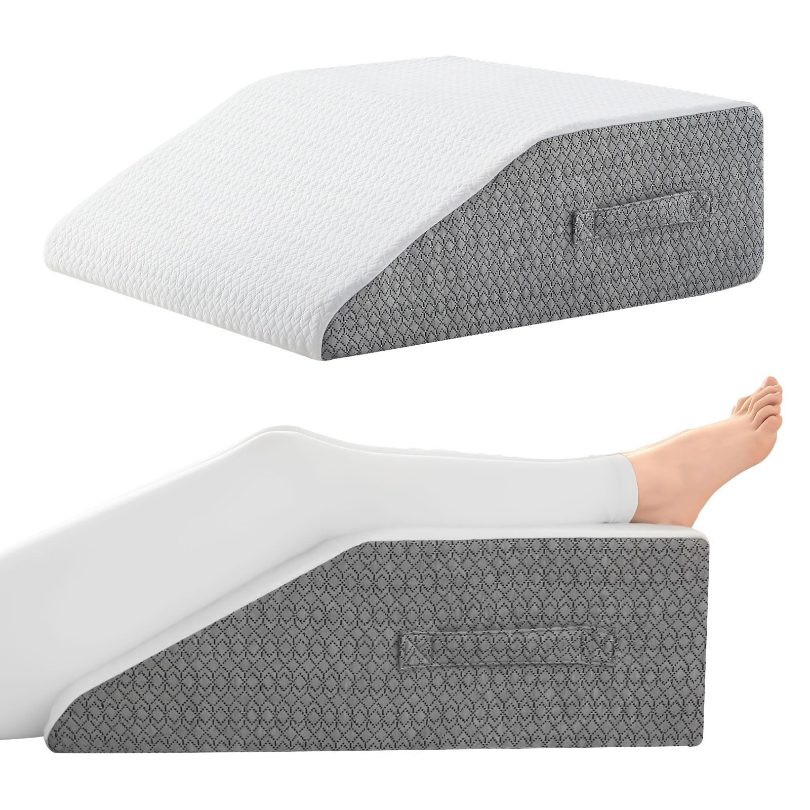 Nordjager Leg Pillow for Elevation & Support, Flat to top 8 in, Grey & White