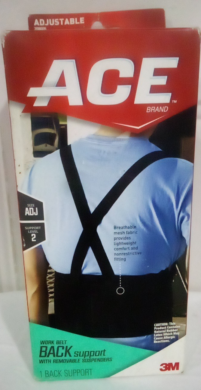 3M ACE Work back Belt with Removable Suspenders Size ADJ Support Level 2